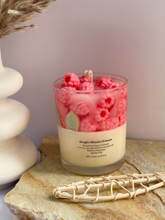 Bougie parfumée artisanale – Framboise Gourmande