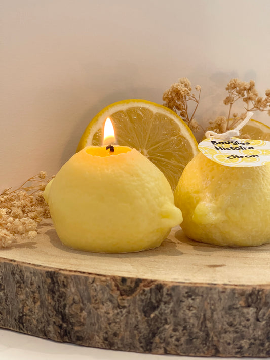 Bougie Citron – Sculptée à la main 🍋