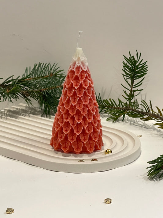 Bougie Sapin texturé – cire de colza, parfum au choix