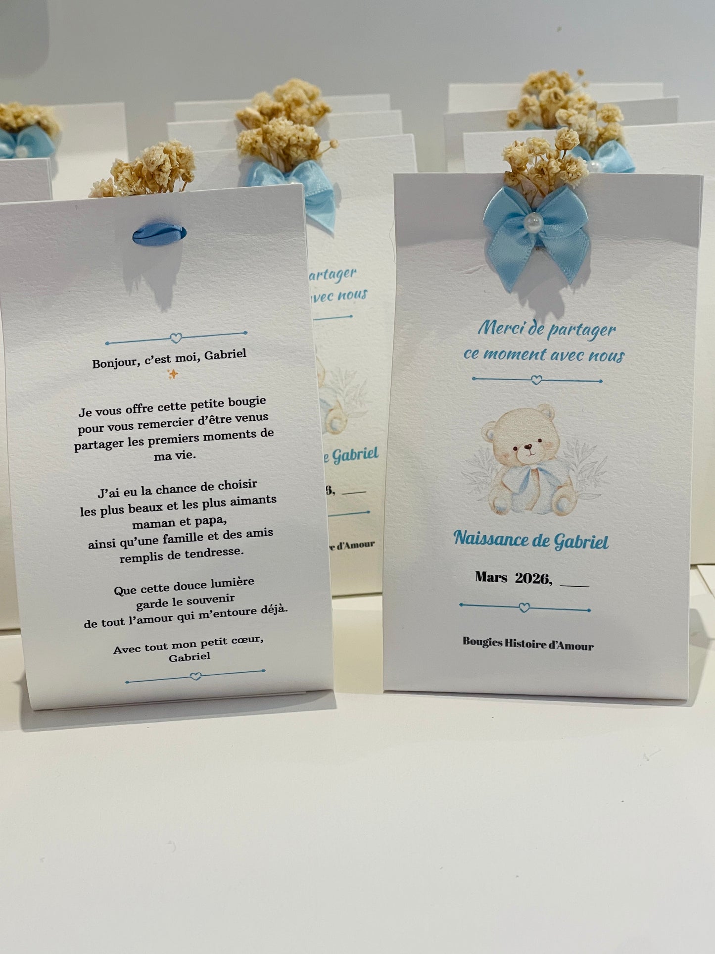 Bougie ourson personnalisable – Modèle Gaston – Cadeau pour bébé ou événement