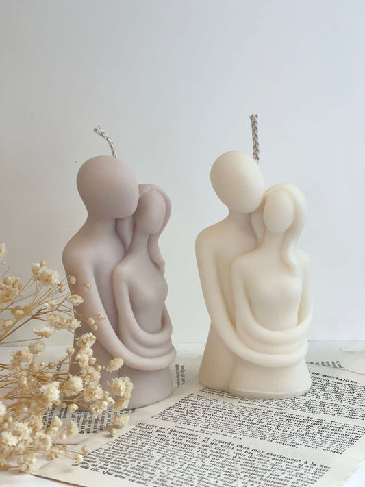 Bougie Couple Amour - Sculpture décorative en cire de soja