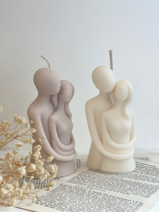 Bougie Couple Amour - Sculpture décorative en cire de soja