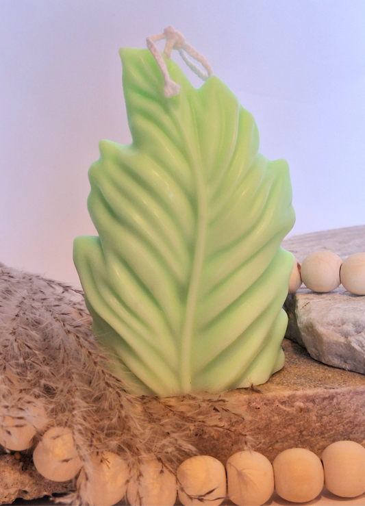 Bougie décorative feuille – Cire végétale 100g faite main