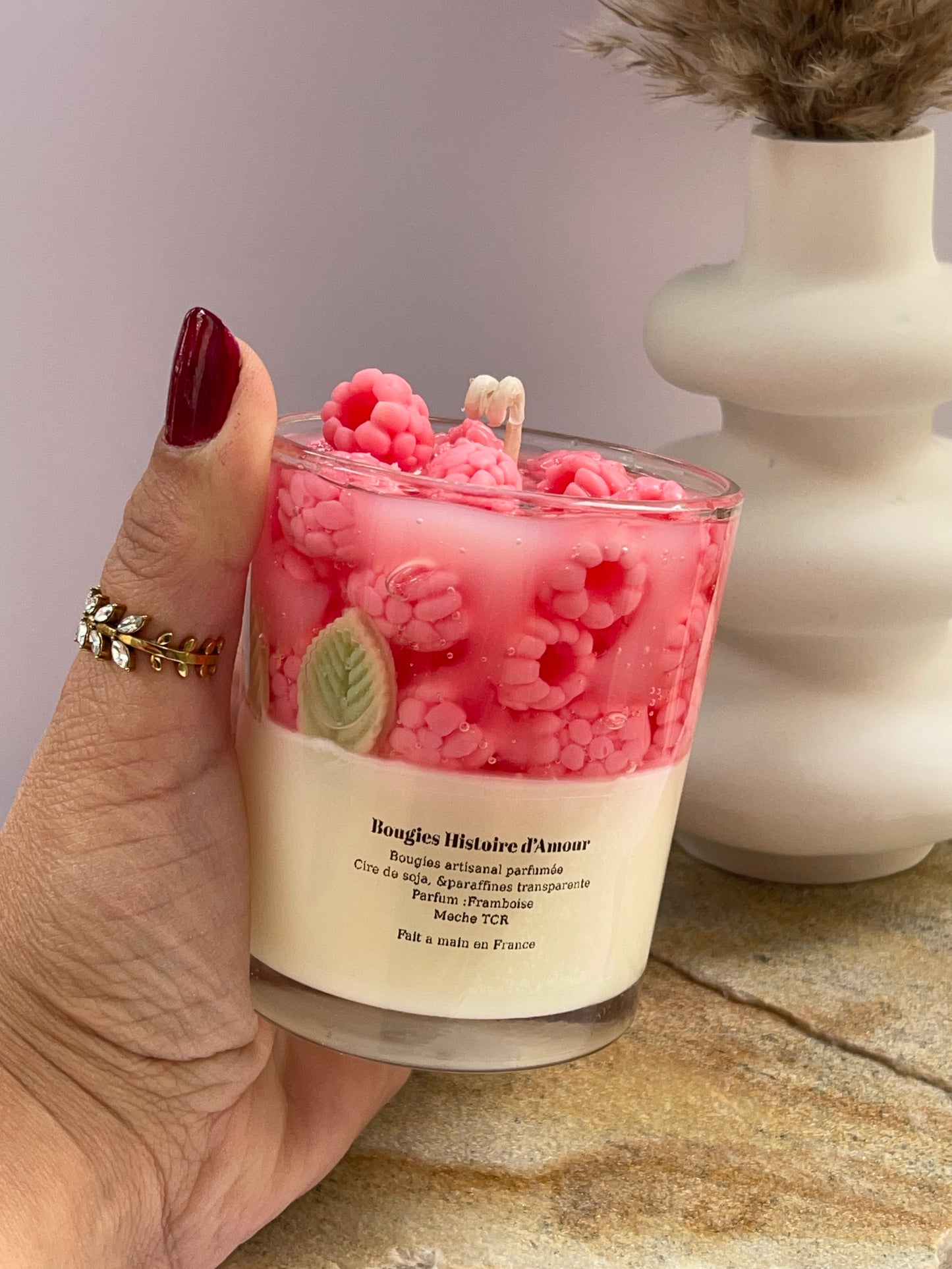 Bougie parfumée artisanale – Framboise Gourmande