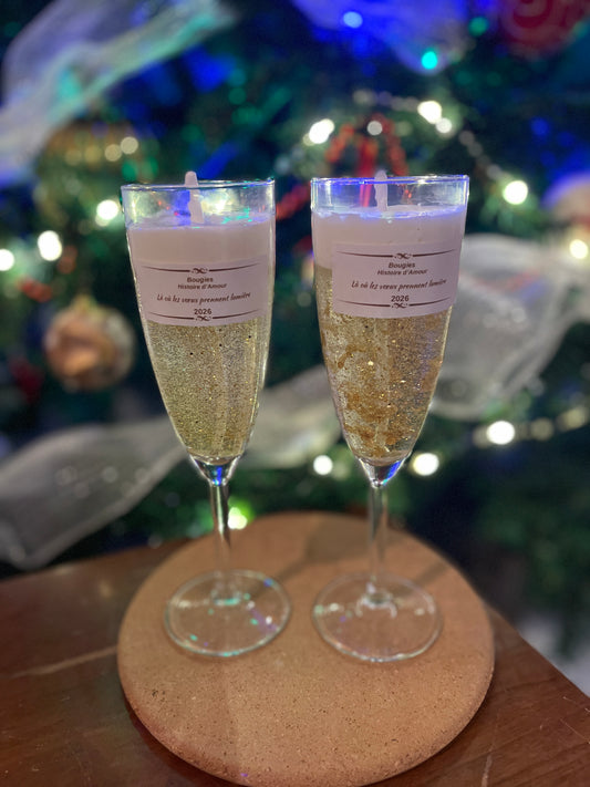 Bougie Champagne Dorée – Inspiration Coupe de Champagne