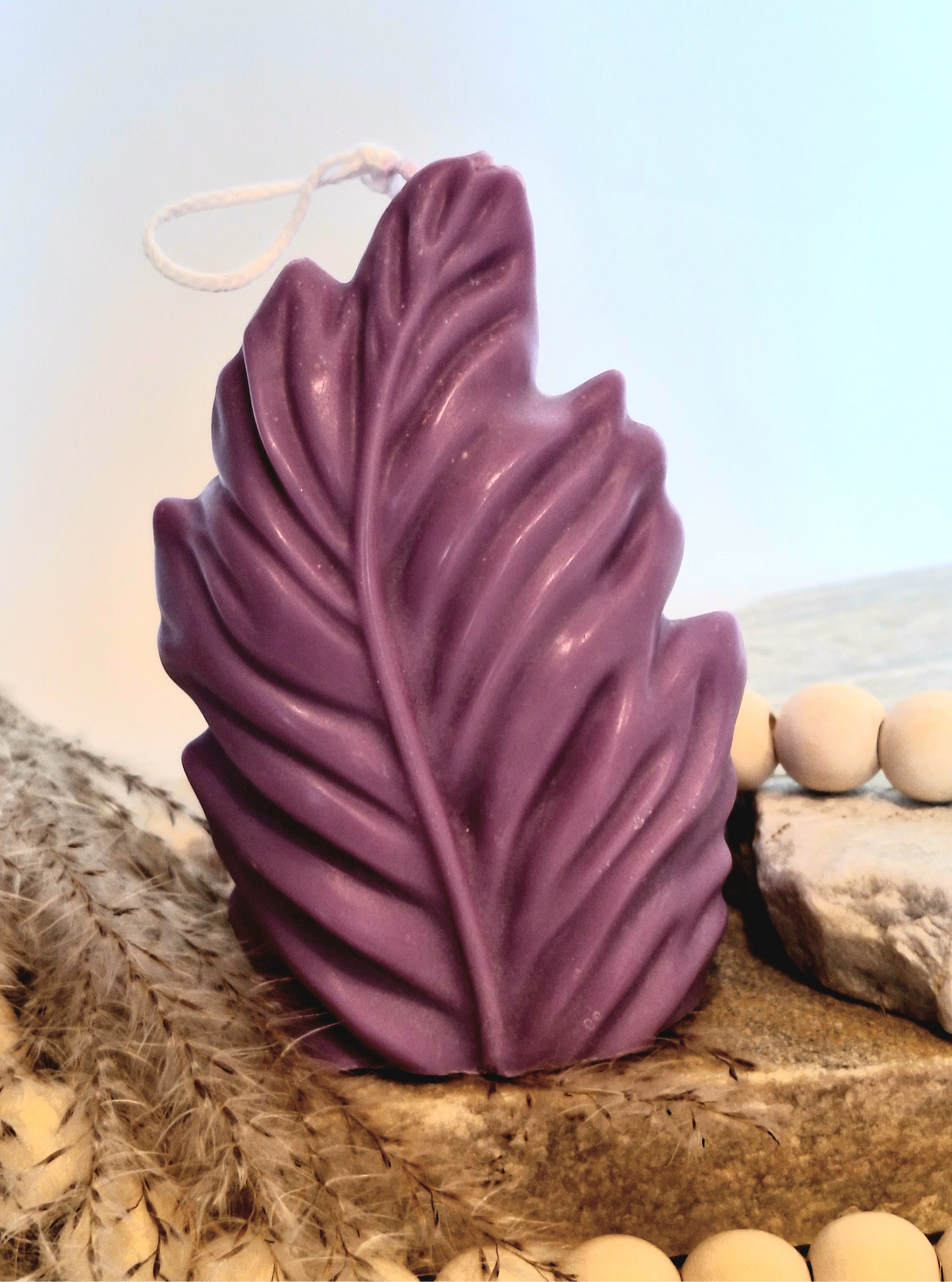 Bougie décorative feuille – Cire végétale 100g faite main