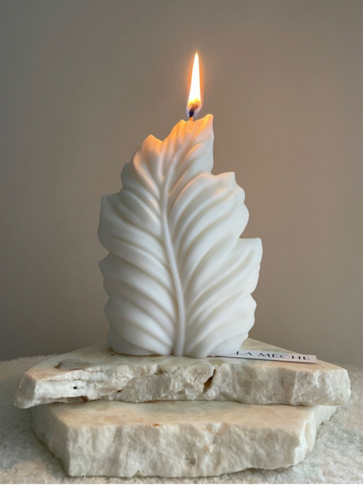 Bougie décorative feuille – Cire végétale 100g faite main