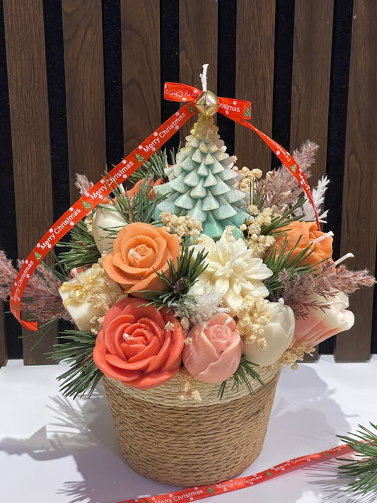 Arrangement de Noël en cire de soja avec bougie amovible