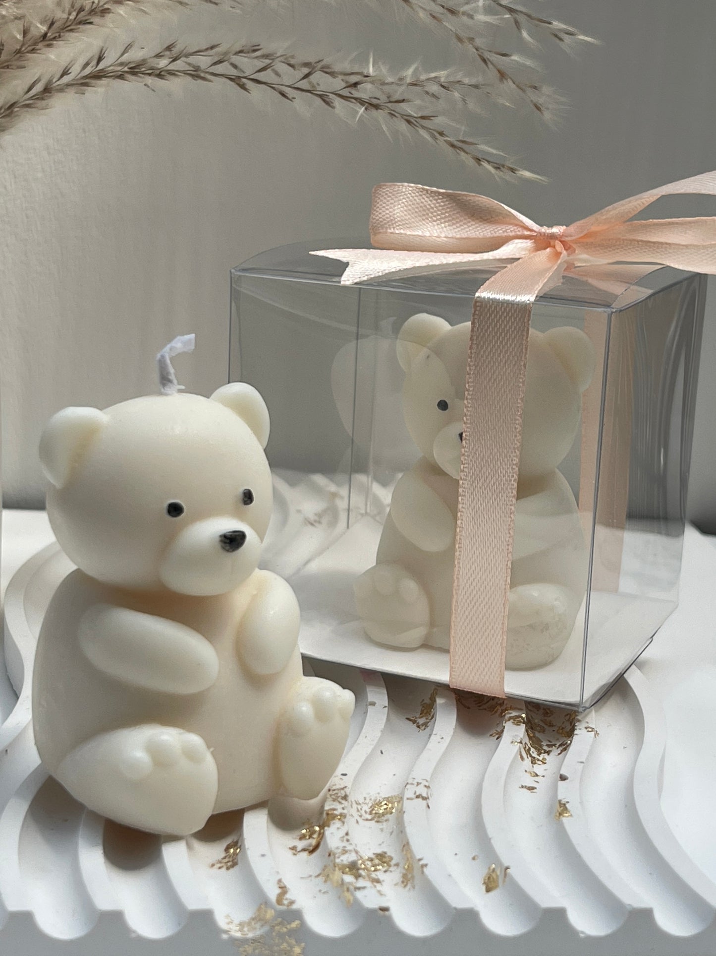 Bougie ourson personnalisable – Modèle Léon – Cadeau naissance, baptême ou anniversaire