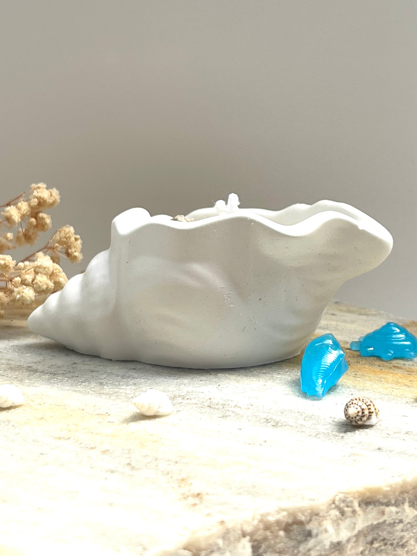 Bougie artisanale en coquillage – Fait main en jesmonite & cire parfumée