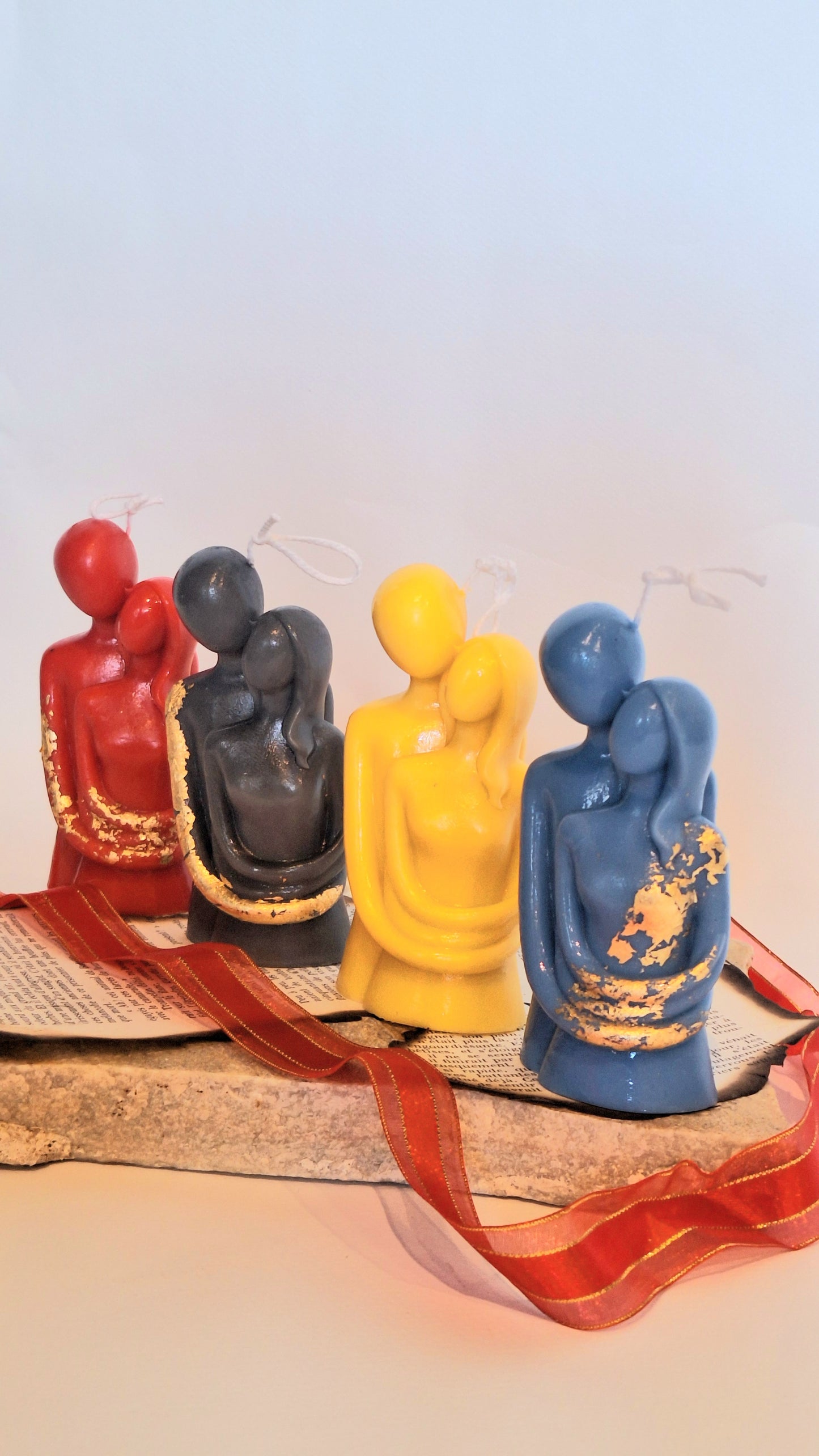 Bougie décorative couple – Cadeau artisanal en cire végétale