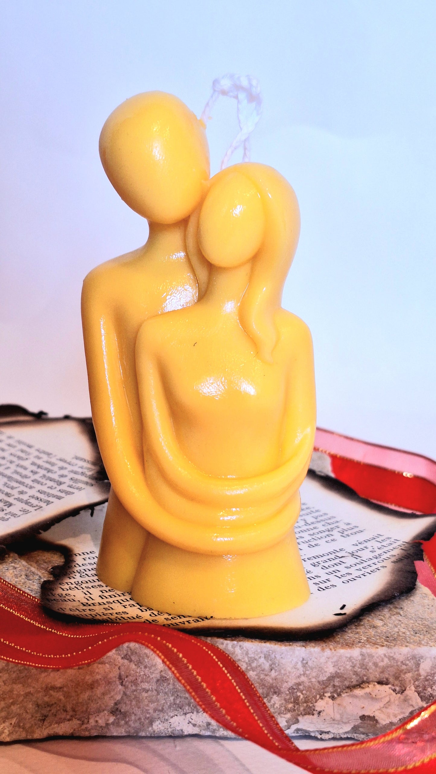 Bougie décorative couple – Cadeau artisanal en cire végétale