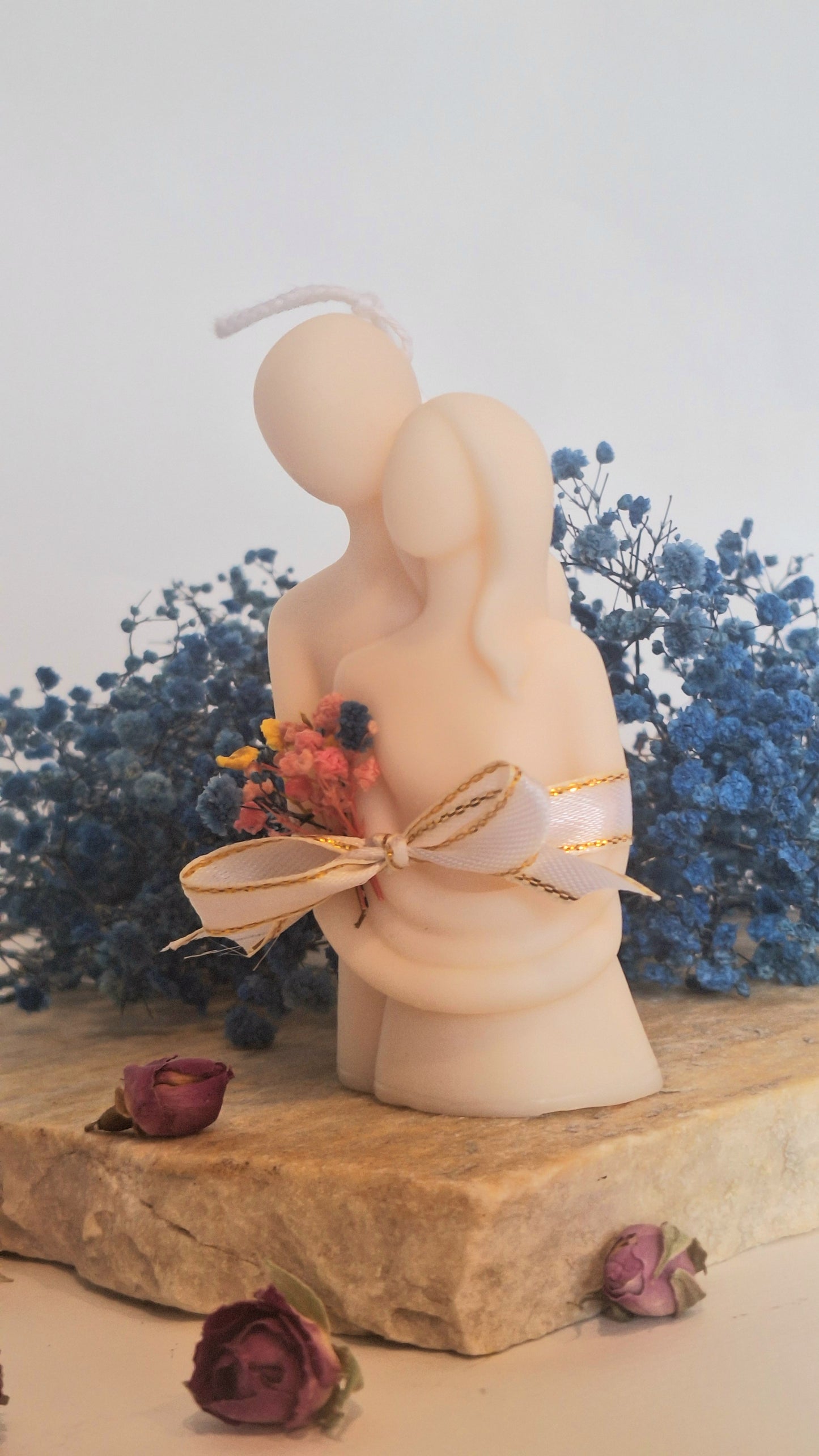 Bougie décorative couple – Cadeau artisanal en cire végétale