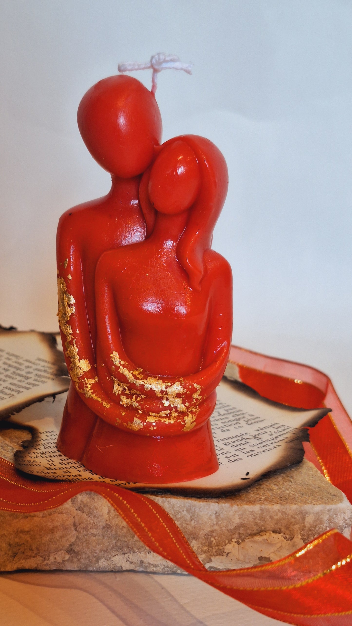 Bougie décorative couple – Cadeau artisanal en cire végétale