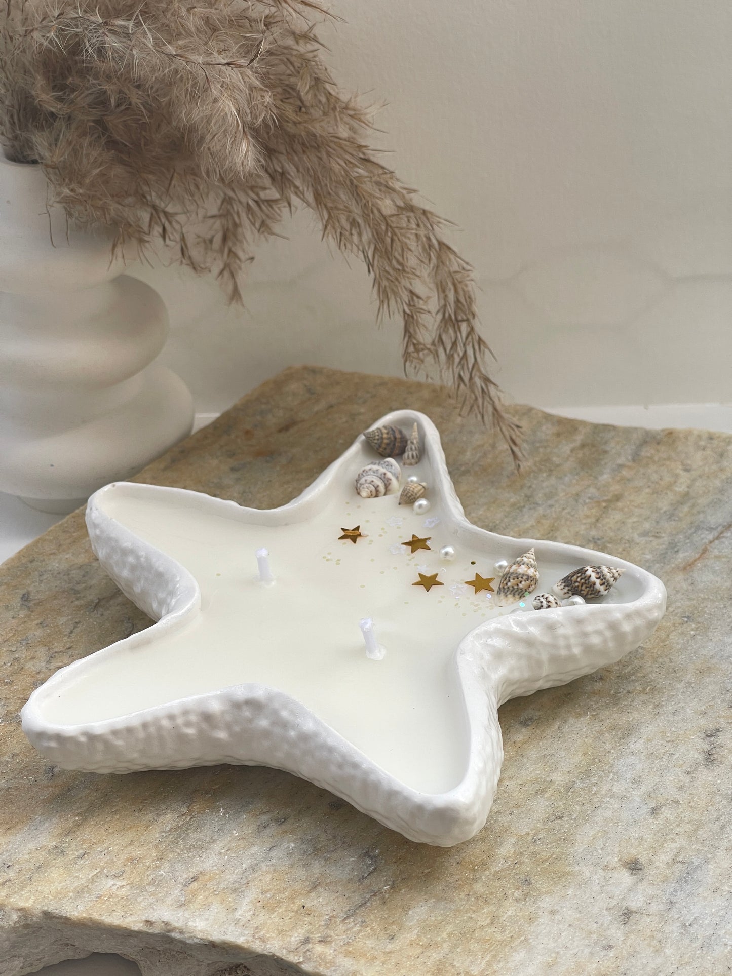 Bougie Étoile de Mer en Jesmonite – Collection Évasion Marine