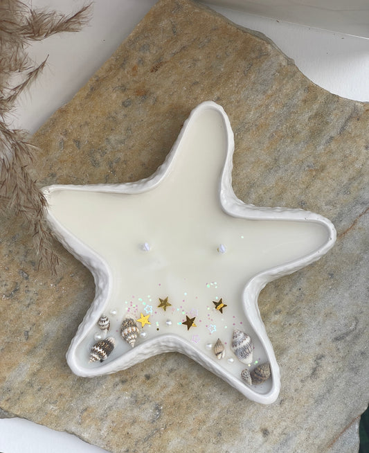 Bougie Étoile de Mer en Jesmonite – Collection Évasion Marine