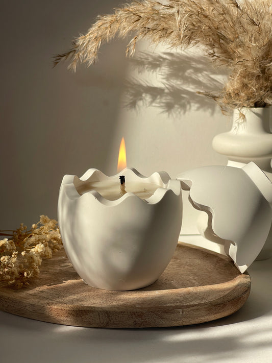 🐣 Bougie œuf en pot Jesmonite – Édition Pâques