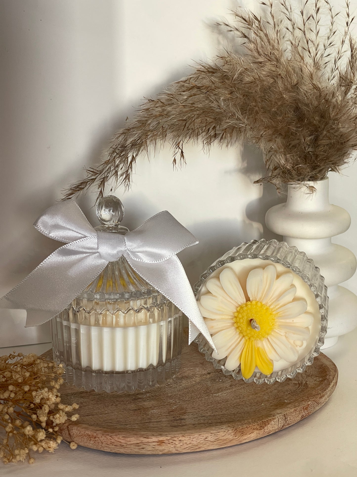 Bougie Marguerite en Pot de Verre – Cadeau Élégant ou Souvenir Invités