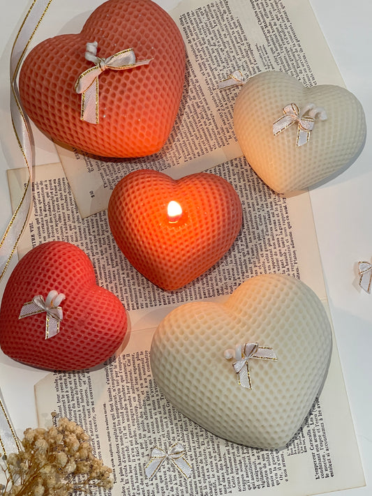 bougie cœur d’amour en cire végétale fait main