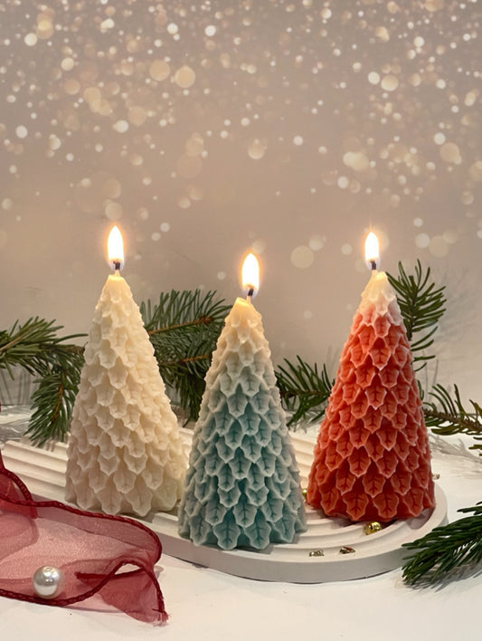 Bougie Sapin texturé – cire de colza, parfum au choix