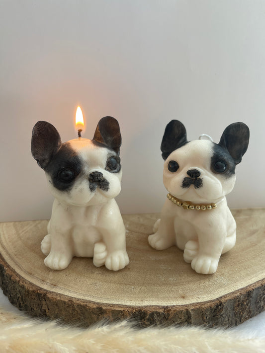 Bougie décorative - Petit Bouledogue Français | Fait main avec amour