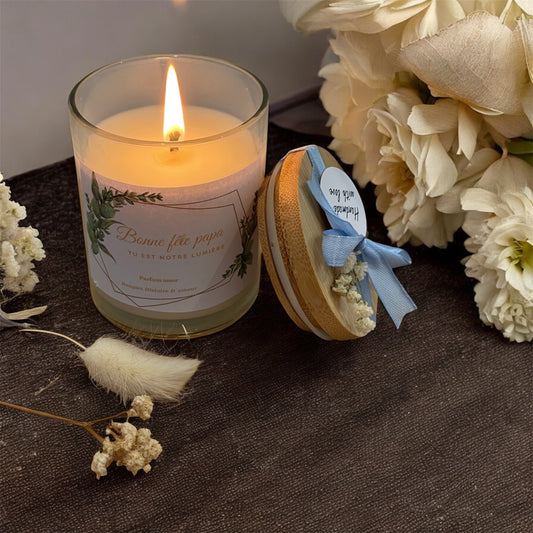 Bougie parfumée dans un verre- Bonne fête papa.