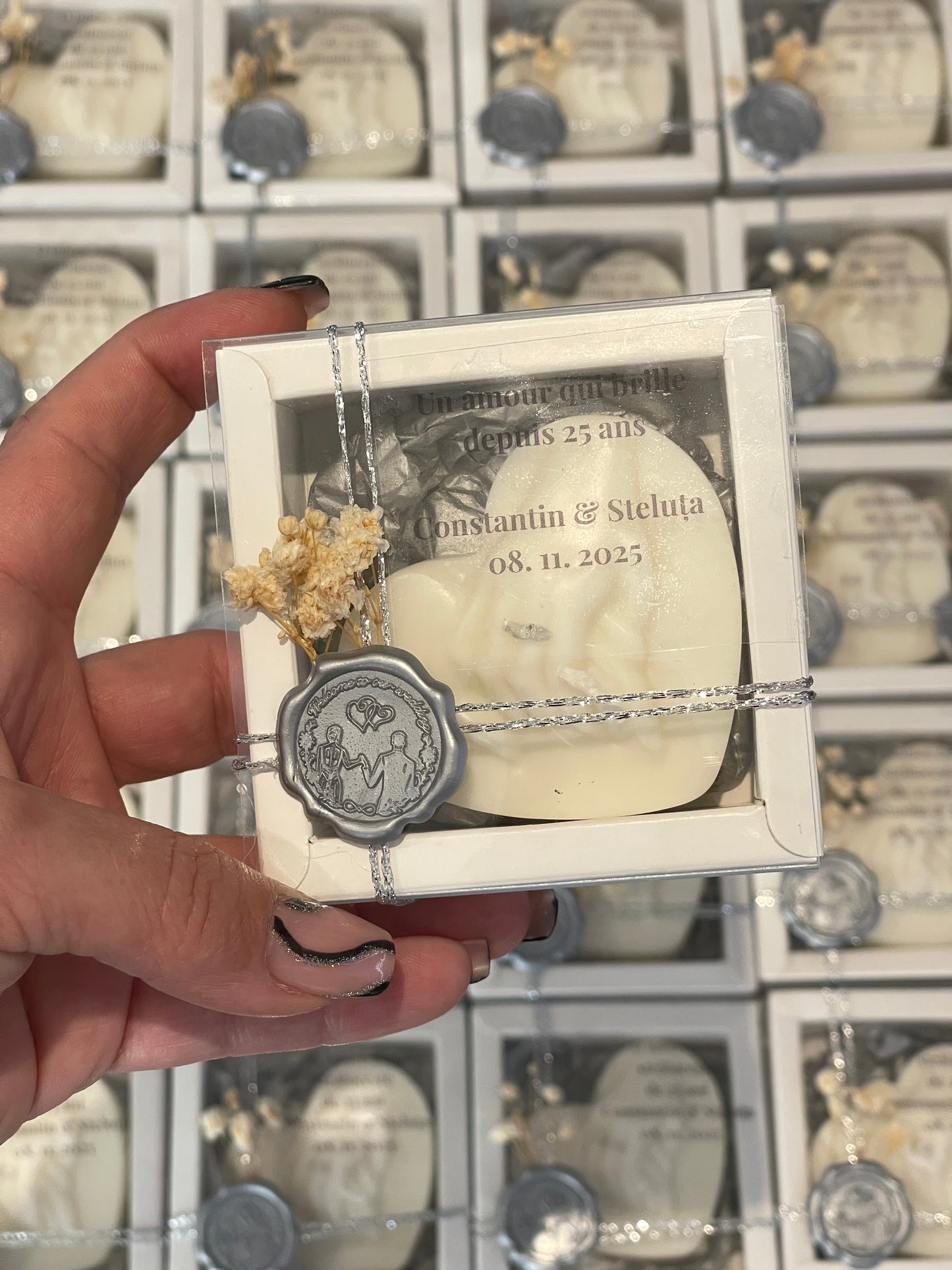 Bougie cœur personnalisée – Cadeau baptême, mariage ou communion