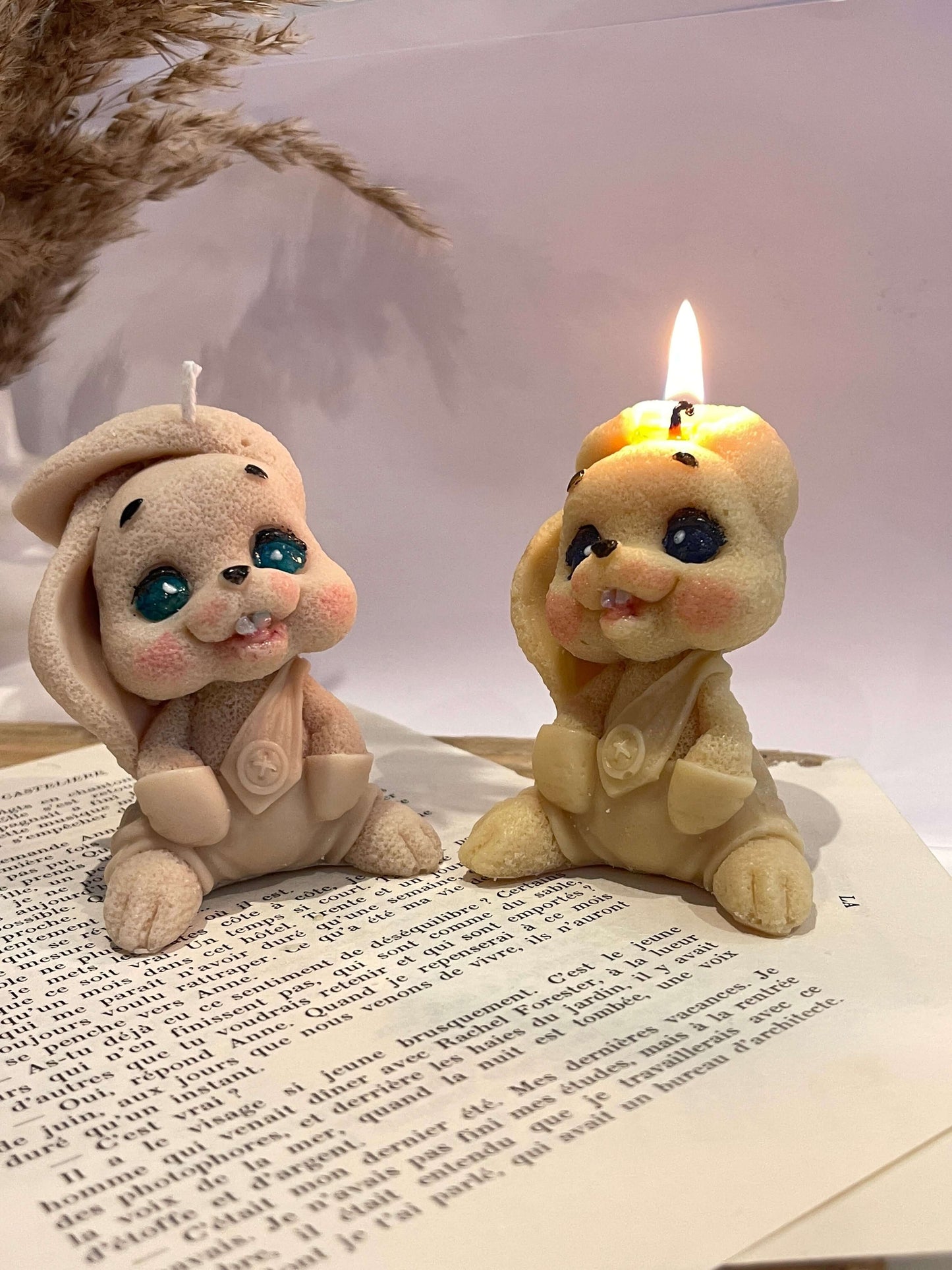 Bougie décorative lapin adorable – fait main