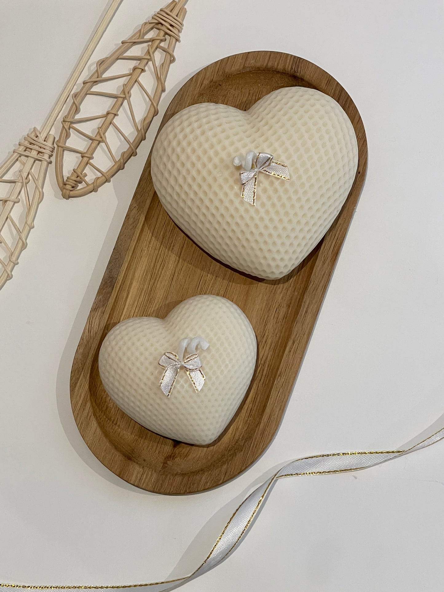 bougie cœur décorative en cire naturelle