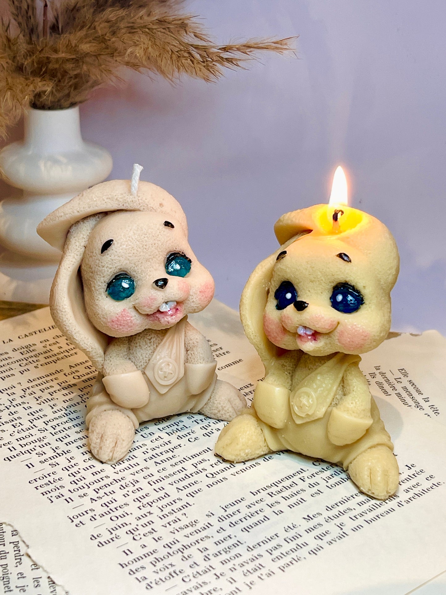 Bougie décorative lapin adorable – fait main