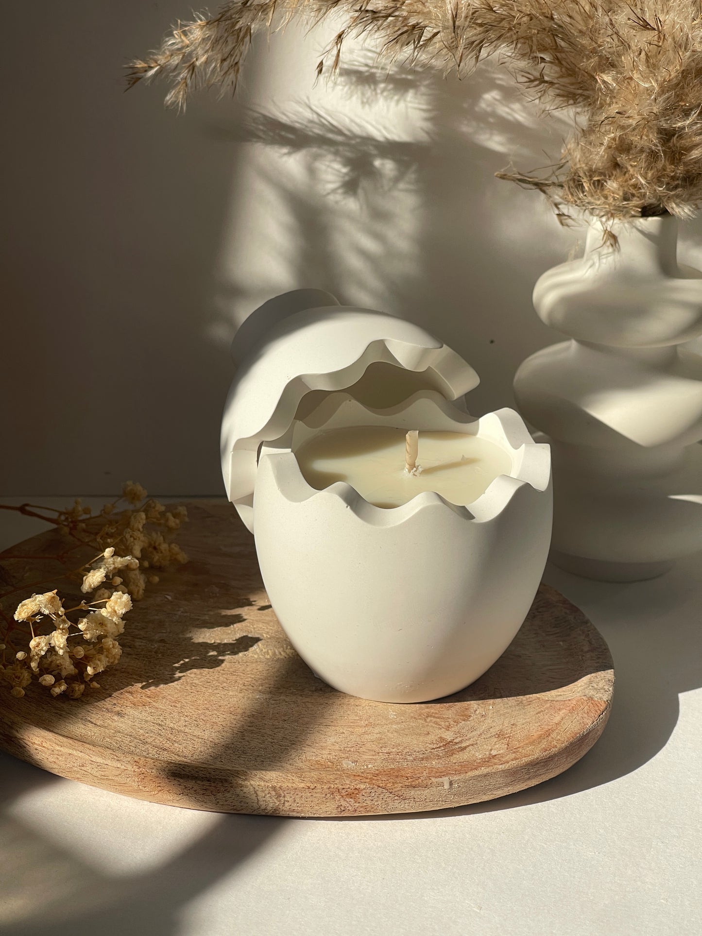 🐣 Bougie œuf en pot Jesmonite – Édition Pâques
