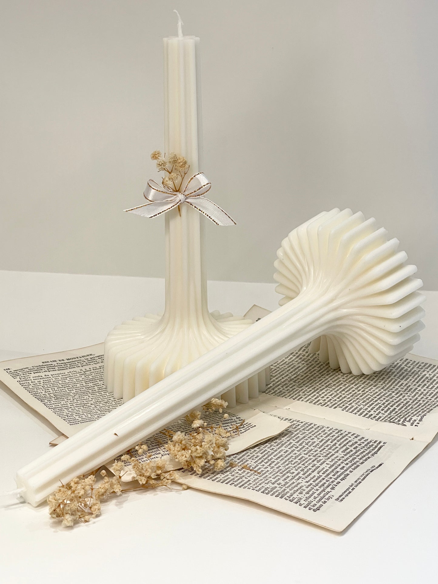 bougie sculpturale colonne élégante en cire végétale