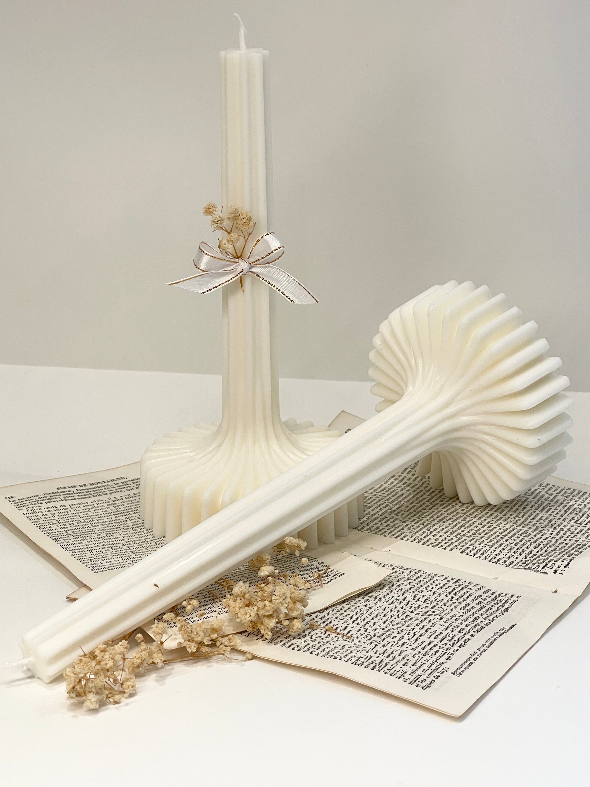 bougie sculpturale colonne élégante en cire végétale