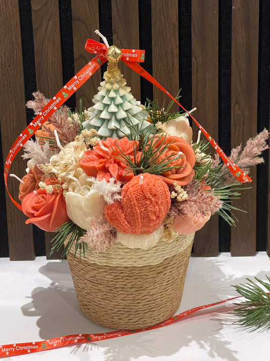 Arrangement de Noël en cire de soja avec bougie amovible