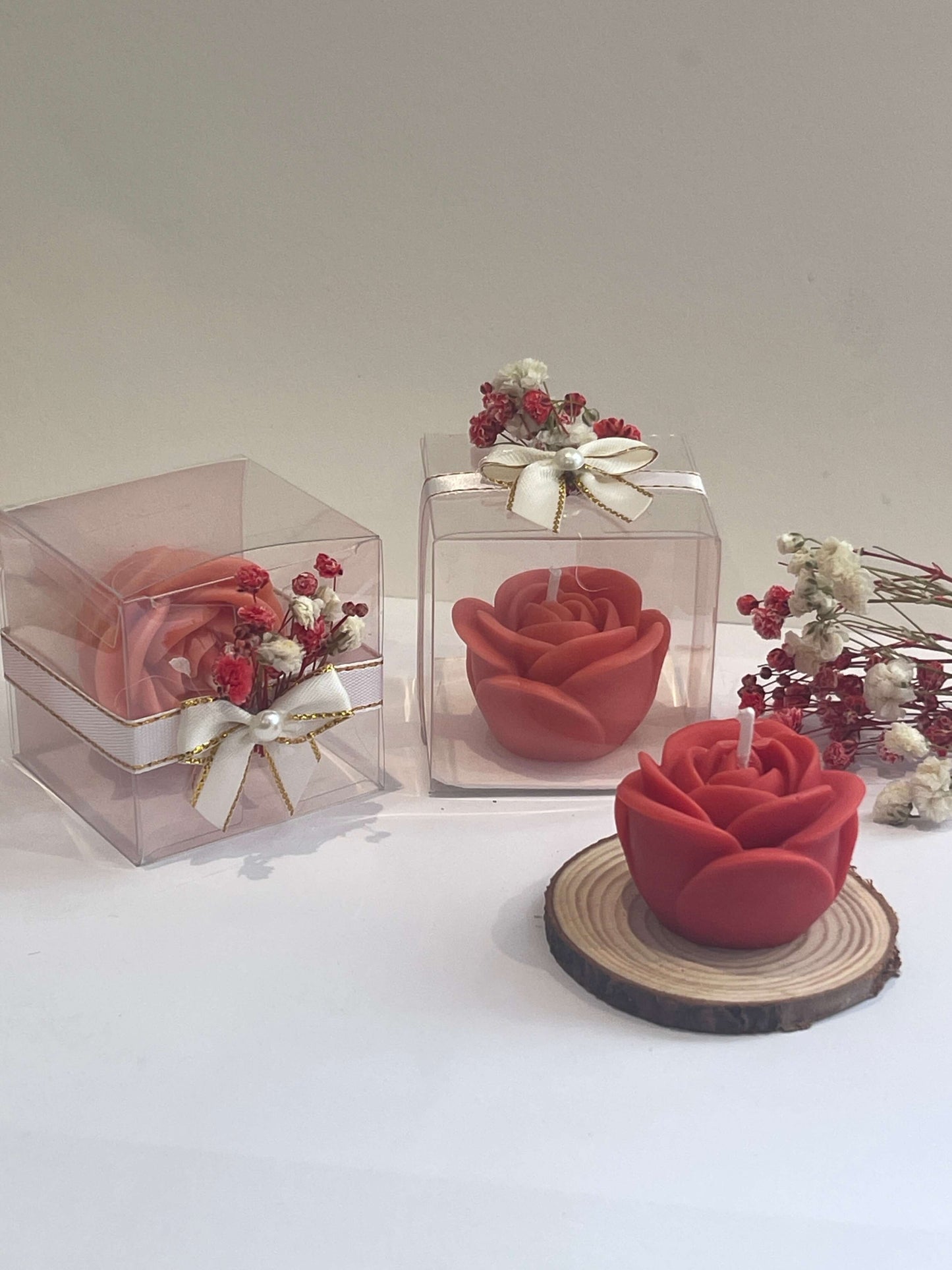 Bougie Rose personnalisée – Cadeau invités mariage, baptême ou événement