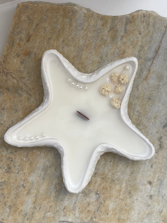 Bougie Étoile de Mer en Jesmonite – Collection Évasion Marine