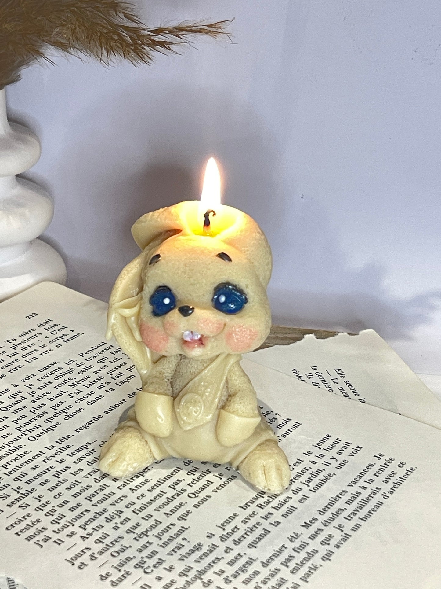 Bougie décorative lapin adorable – fait main