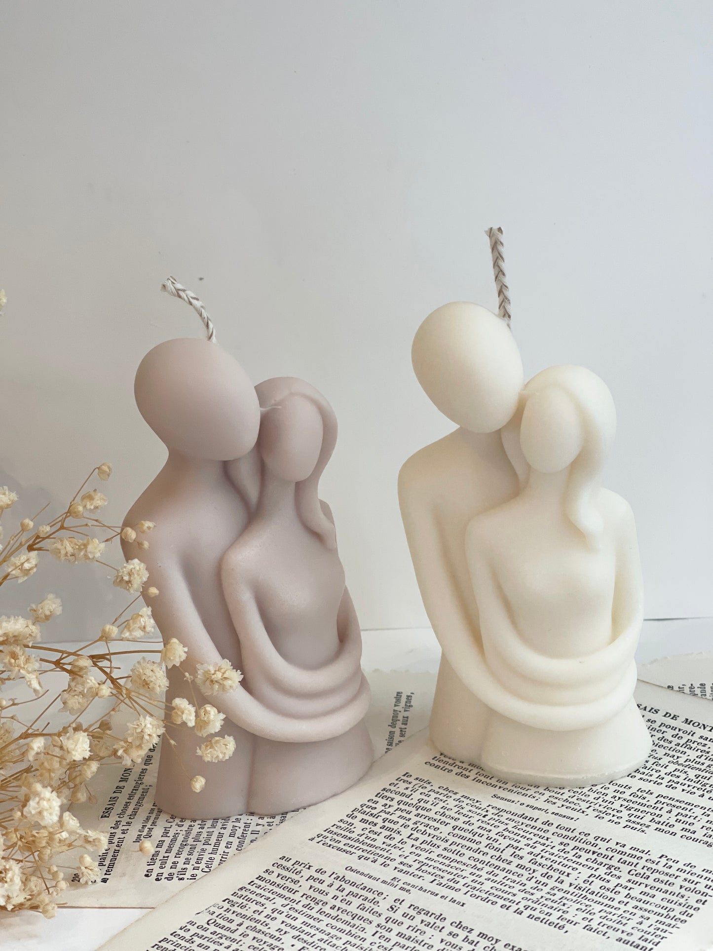 Bougie Couple Amour - Sculpture décorative en cire de soja