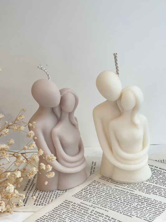Bougie Couple Amour - Sculpture décorative en cire de soja