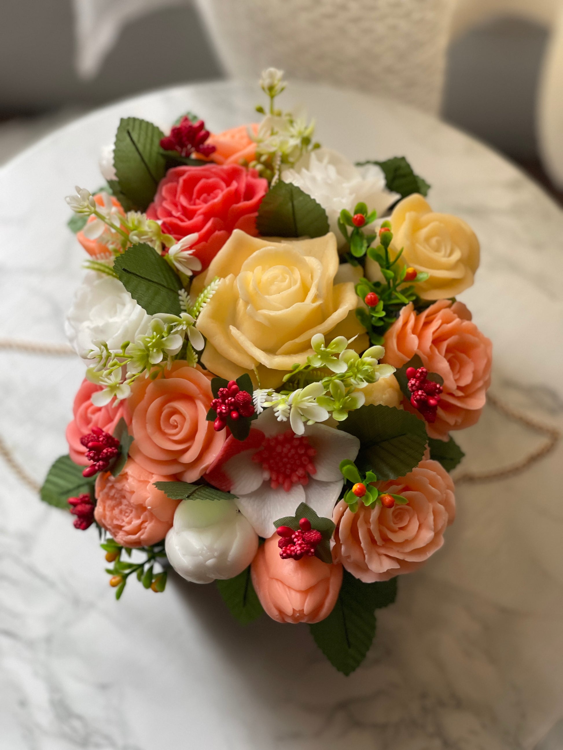 bouquet de fleurs en savon création artisanale