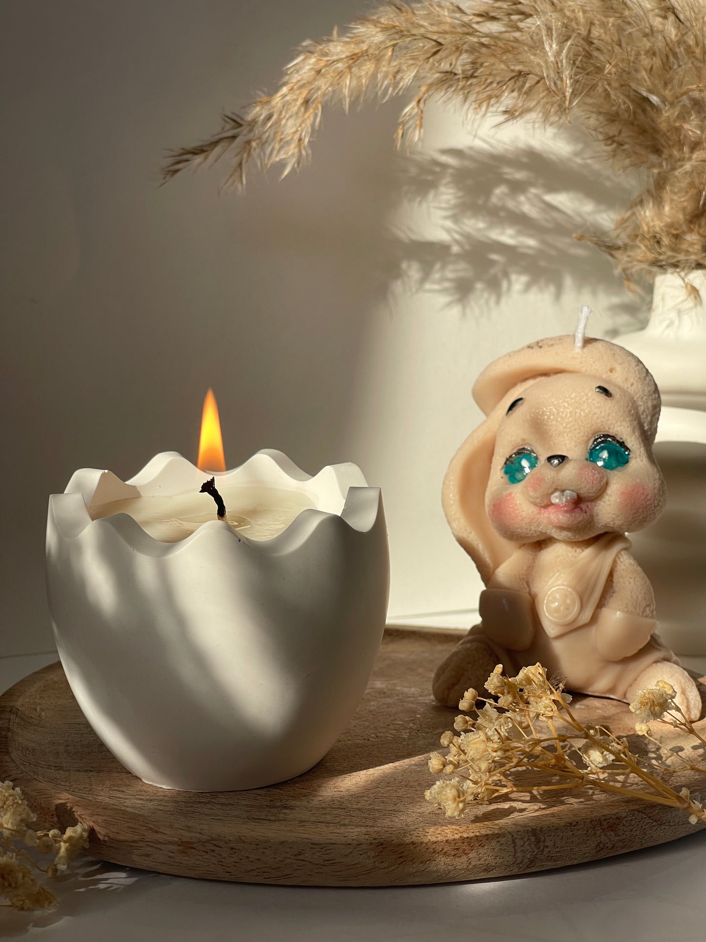 🐣 Bougie œuf en pot Jesmonite – Édition Pâques