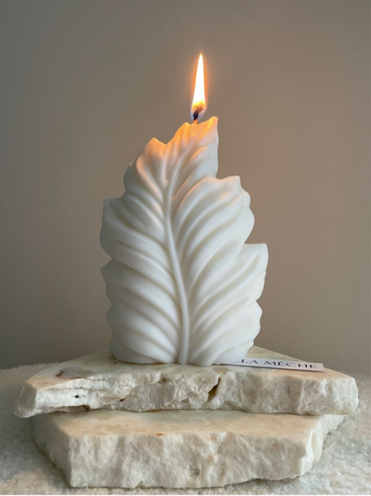 Bougie décorative feuille – Cire végétale 100g faite main