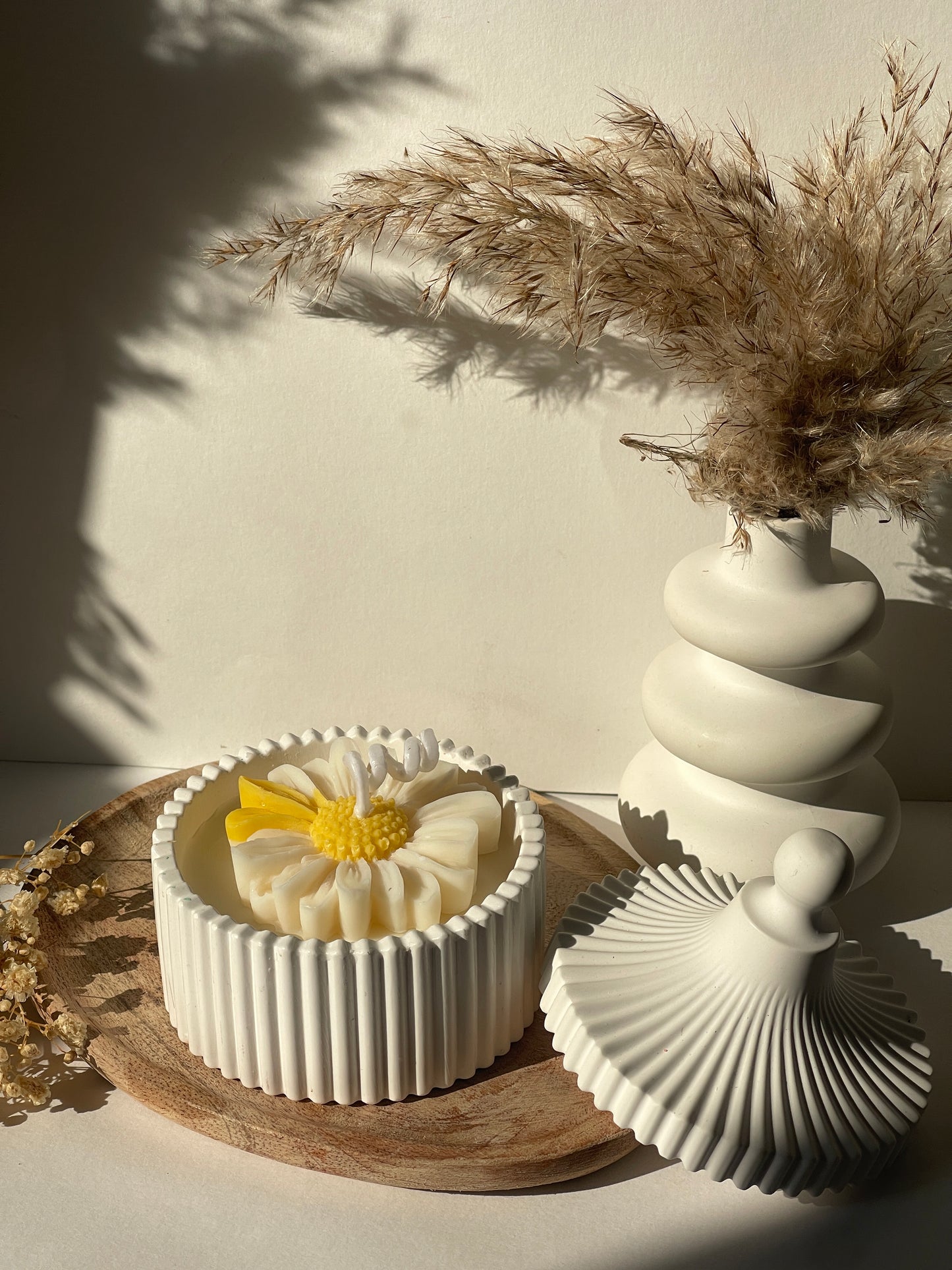 Bougie fleur en pot Jesmonite – Édition Printemps