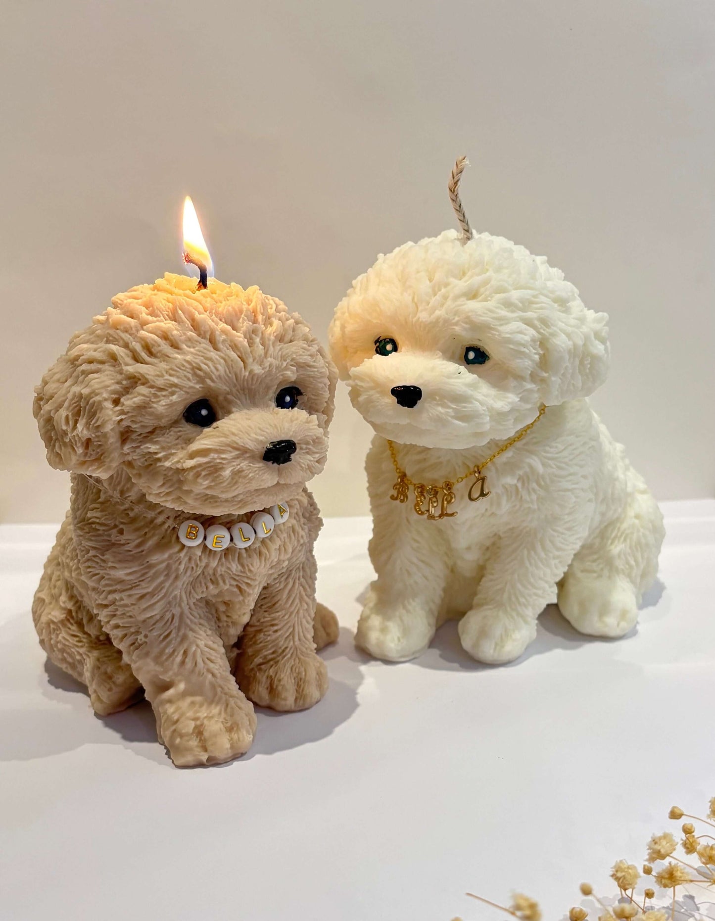 Bougie Bichon Grand et petit Personnalisée Cadeau Unique