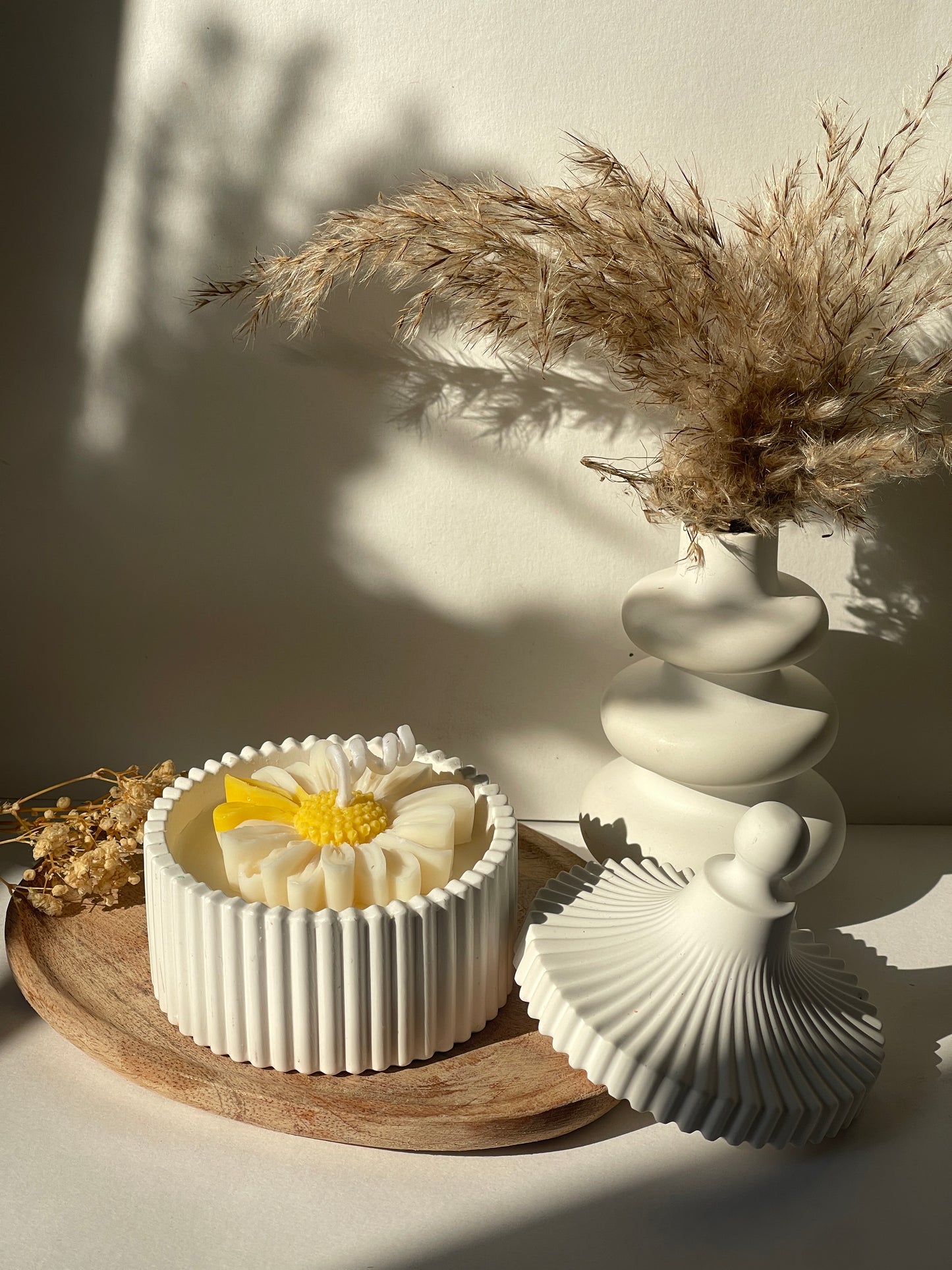 Bougie fleur en pot Jesmonite – Édition Printemps