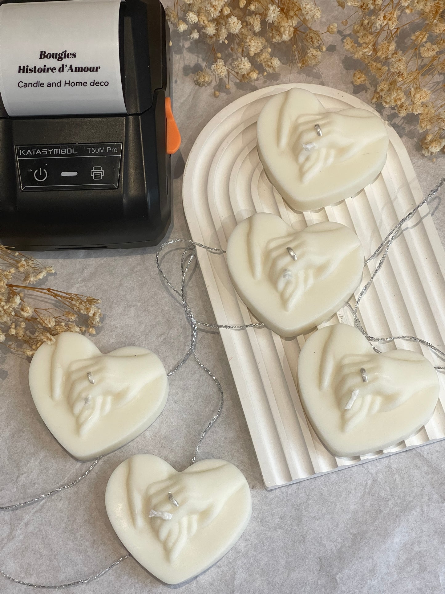 Bougie cœur personnalisée – Cadeau baptême, mariage ou communion