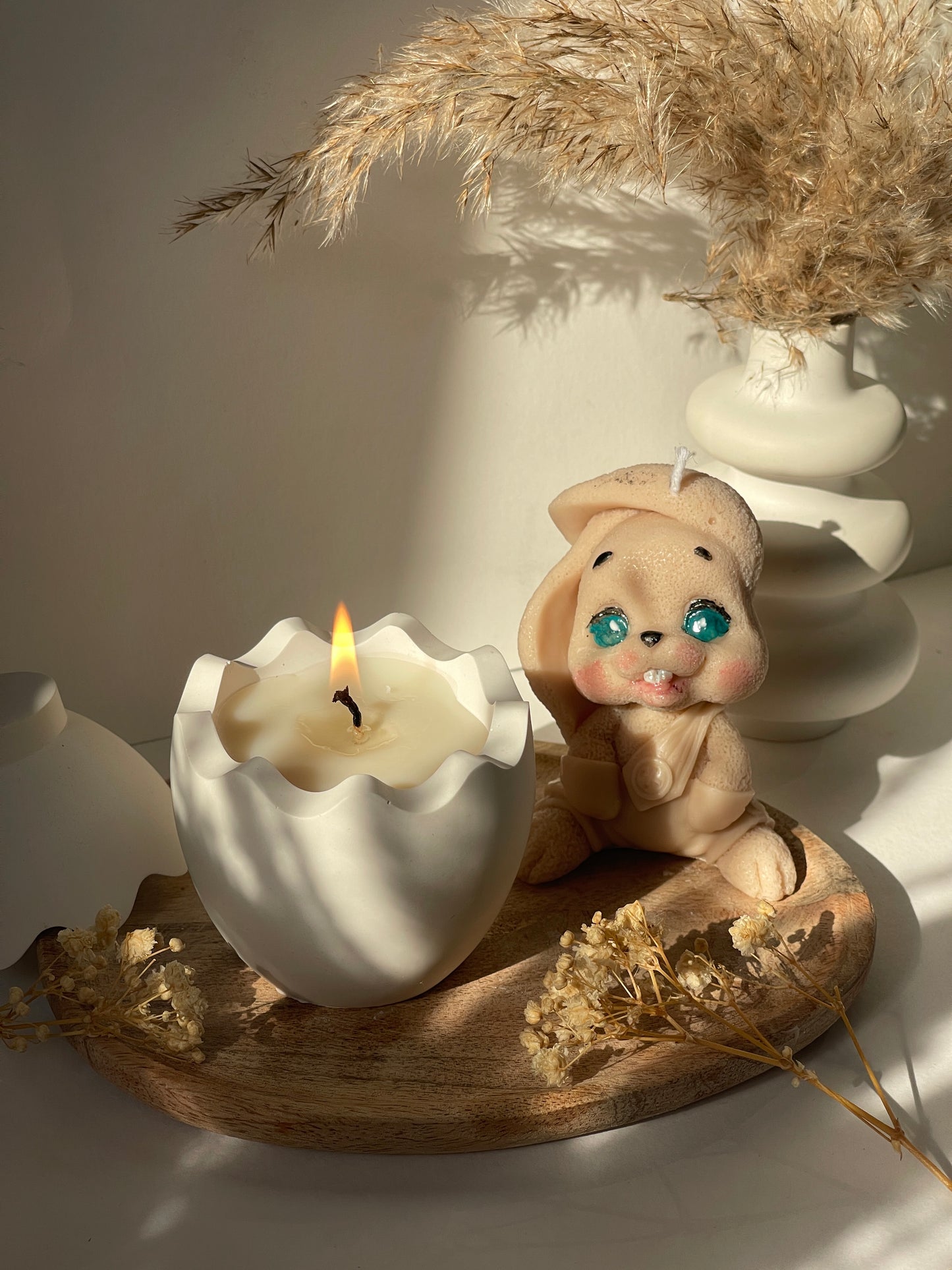 🐣 Bougie œuf en pot Jesmonite – Édition Pâques