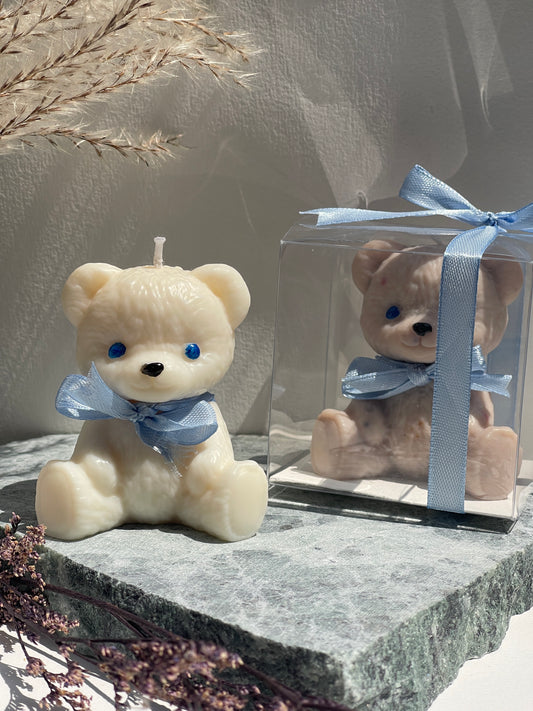 Bougie ourson personnalisable – Modèle Gaston – Cadeau pour bébé ou événement