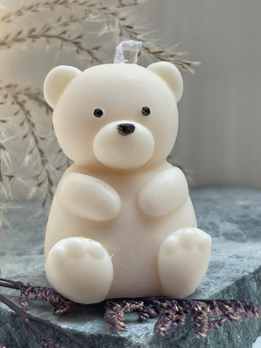 Bougie ourson personnalisable – Modèle Léon – Cadeau naissance, baptême ou anniversaire