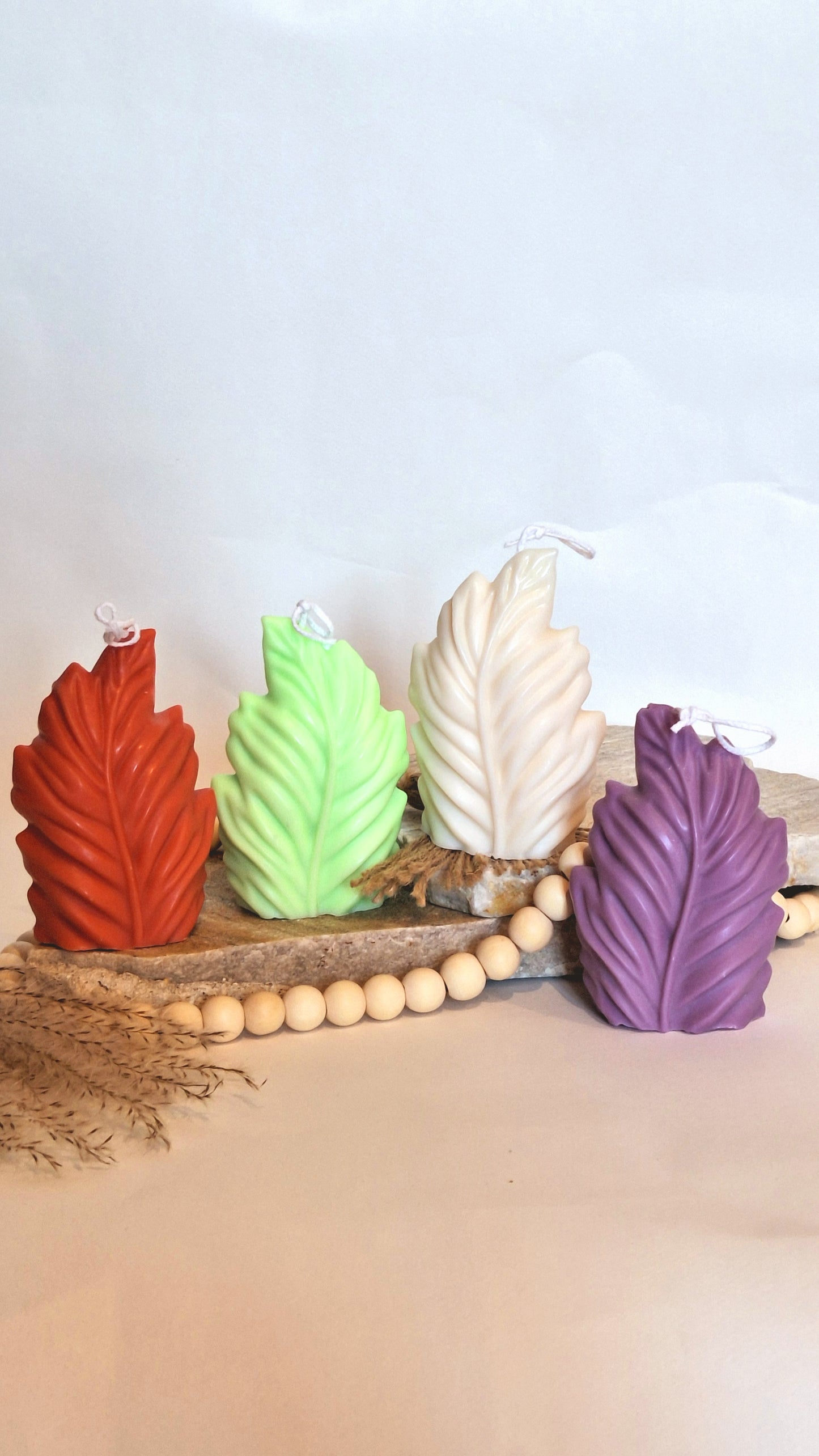 Bougie décorative feuille – Cire végétale 100g faite main